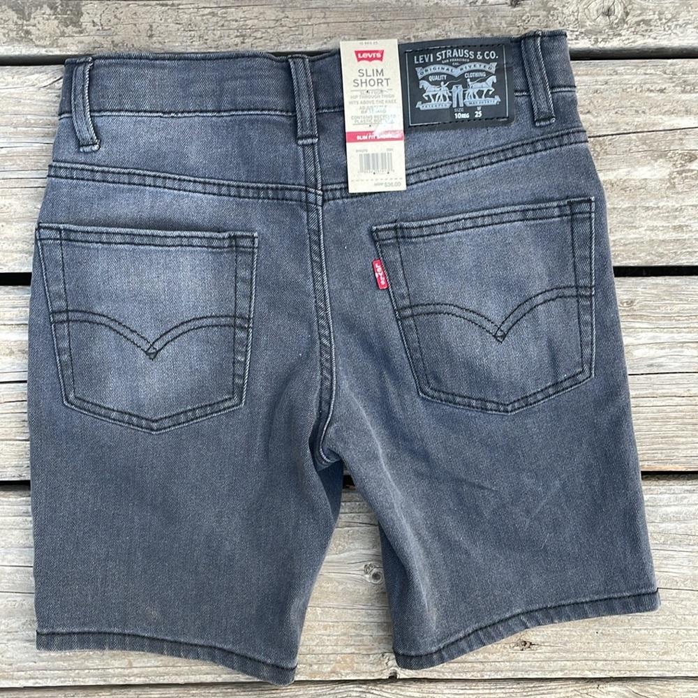 NWT Boys Kids Levi’s Slim Short Denim Jean Gray NEW WITH TAGS